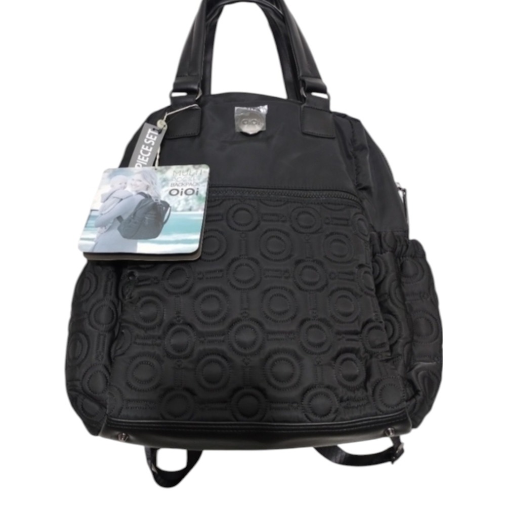 OiOi Quilted Baby Diaper Bag Multi-Pocket Backpack 4 Piece Set Essential Utility